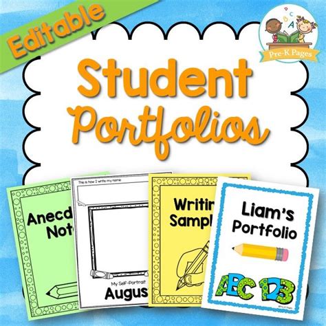 Free to edit and print student portfolio templates .
